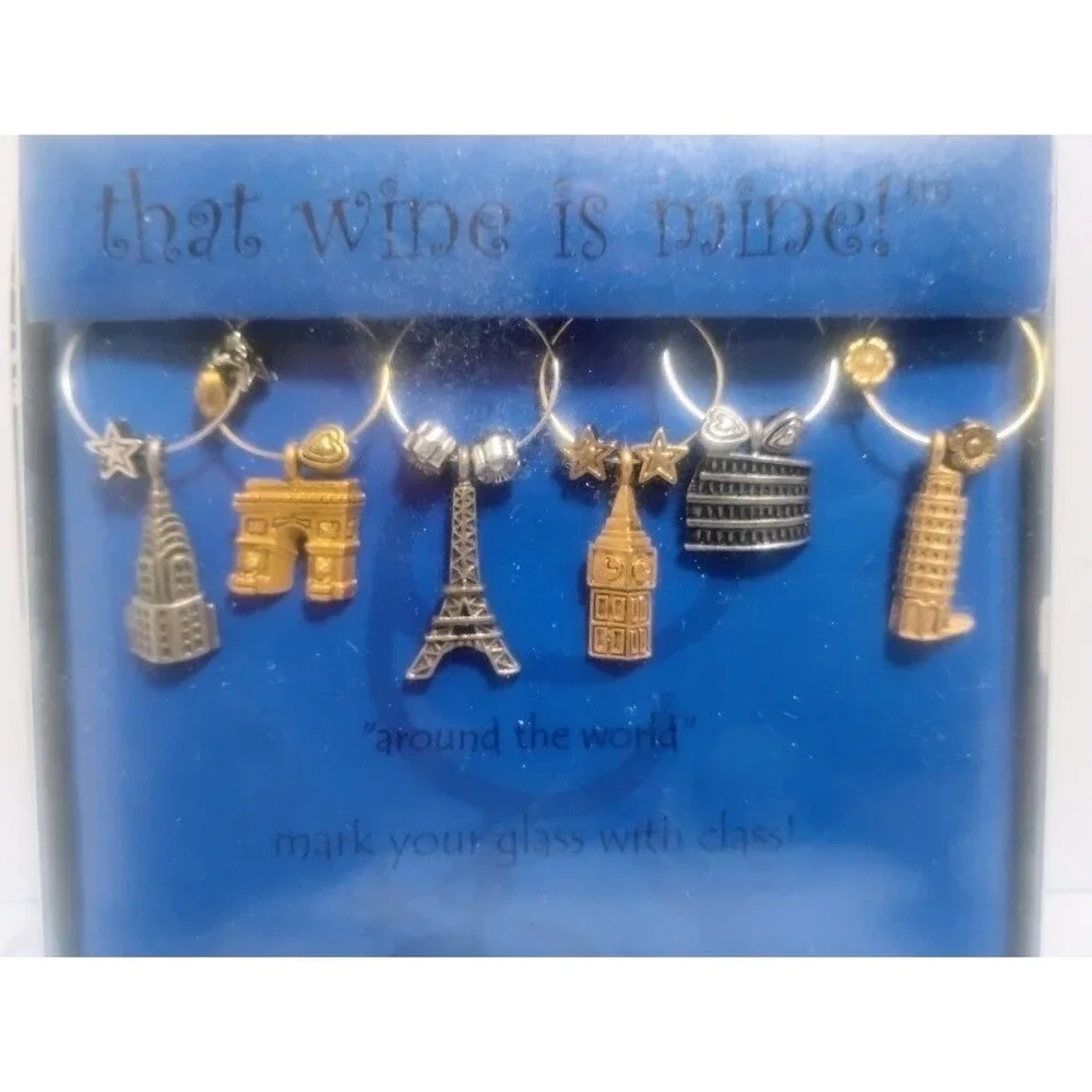 VTG WINE THINGS UNLIMITED THAT WINE IS MINE AROUND THE WORLD WINE CHARM SET NIB